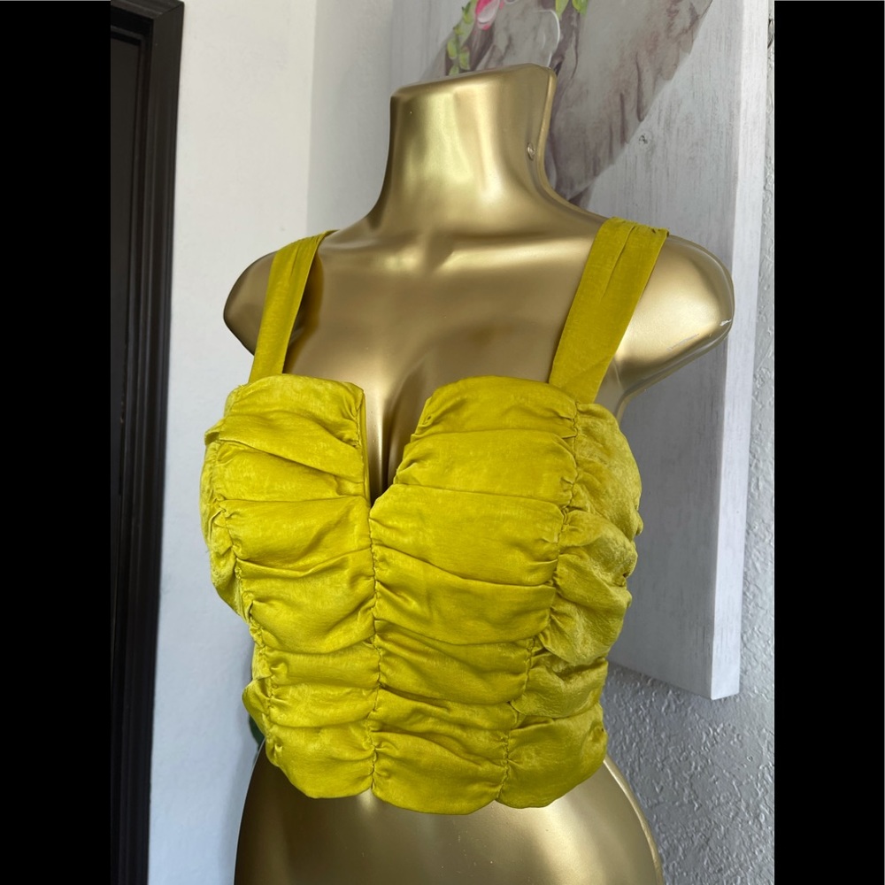 L crop top mustard yellow